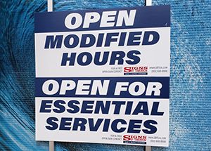Open with Modified Hours COVID-19 sign
